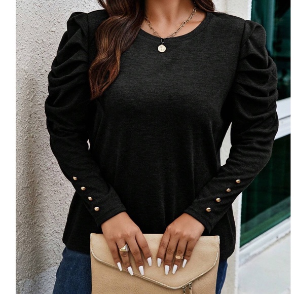 Luxe Puff Sleeve Button Detail Top - Picture 8 of 8